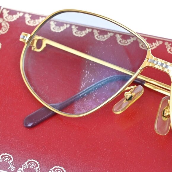 CARTIER Logo Trinity Reading Glasses Eye Wear Metal Plastic Gold France - Picture 11 of 14